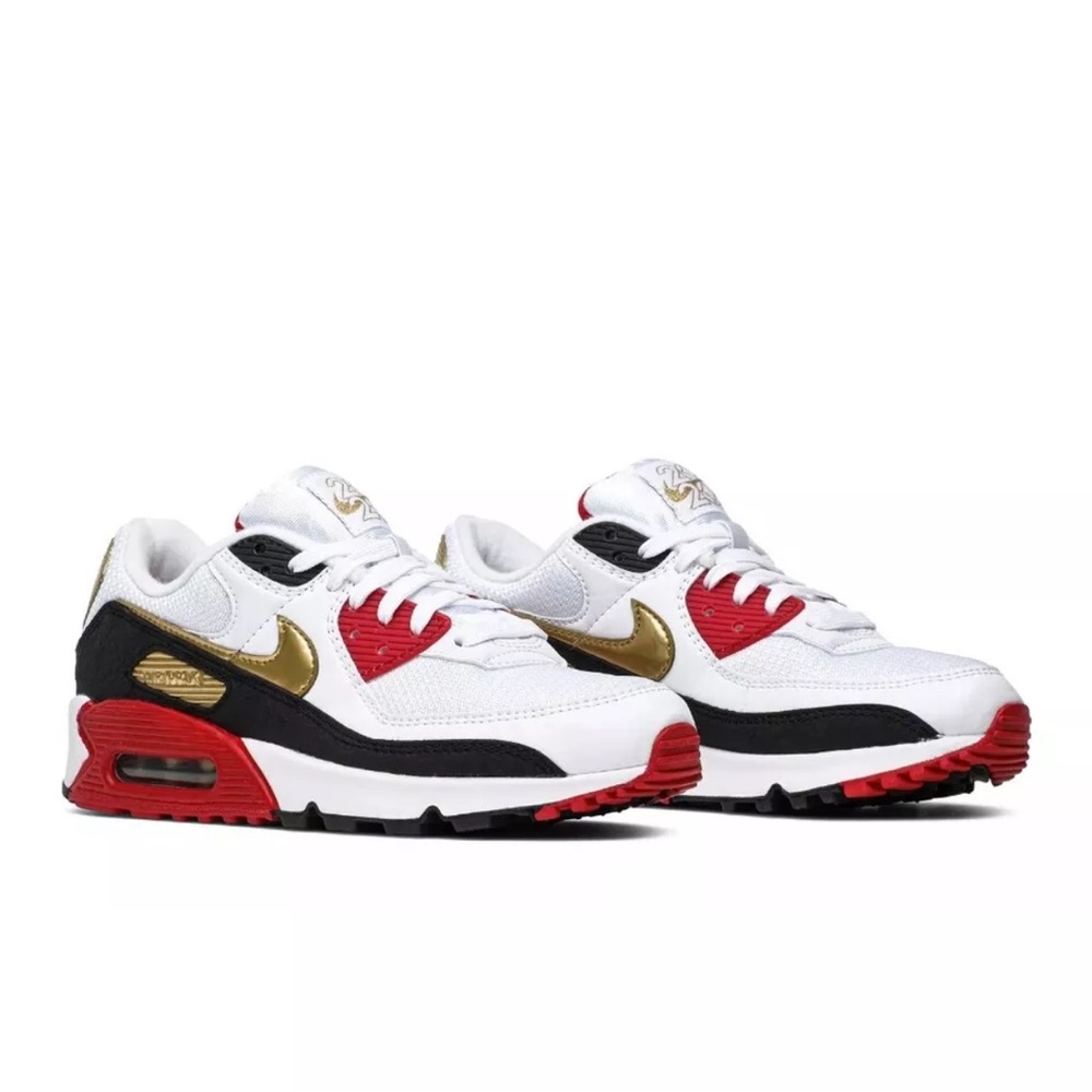Nike Air Max 90 White Red Gold